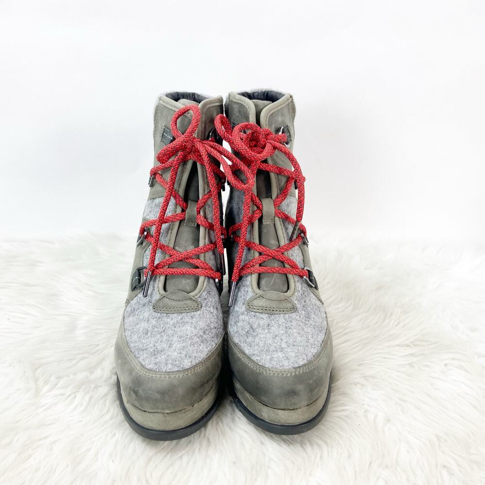 NWOB Sorel US 11 Womens Quarry Grey Blake Lace-Up Block Leather Waterproof Boots - Picture 7 of 11